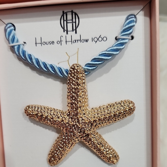 House of Harlow🔹️  16" Starfish Blue Rope Necklace And Piper K Earring Star Set - Picture 6 of 10